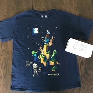 3/$20 Boys Navy Blue Minecraft Short Sleeve T-Shirt Size 10/12
